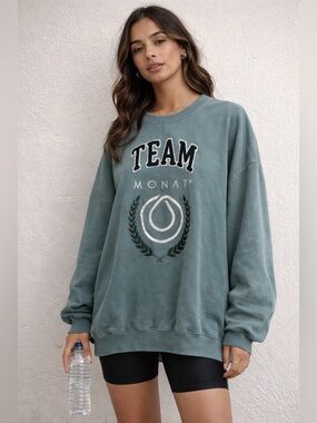 Team MONAT Logo Sweatshirt in Dusty Teal